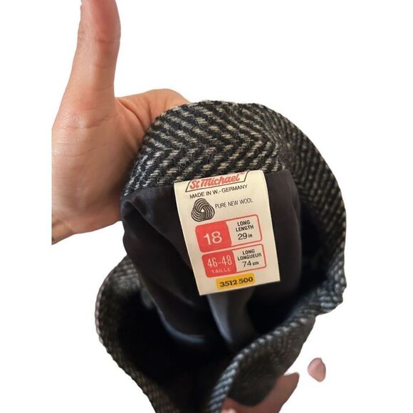 St. Michael Brown Black 100% Wool Pleated Midi Skirt Size 14/16 XL - Picture 10 of 16